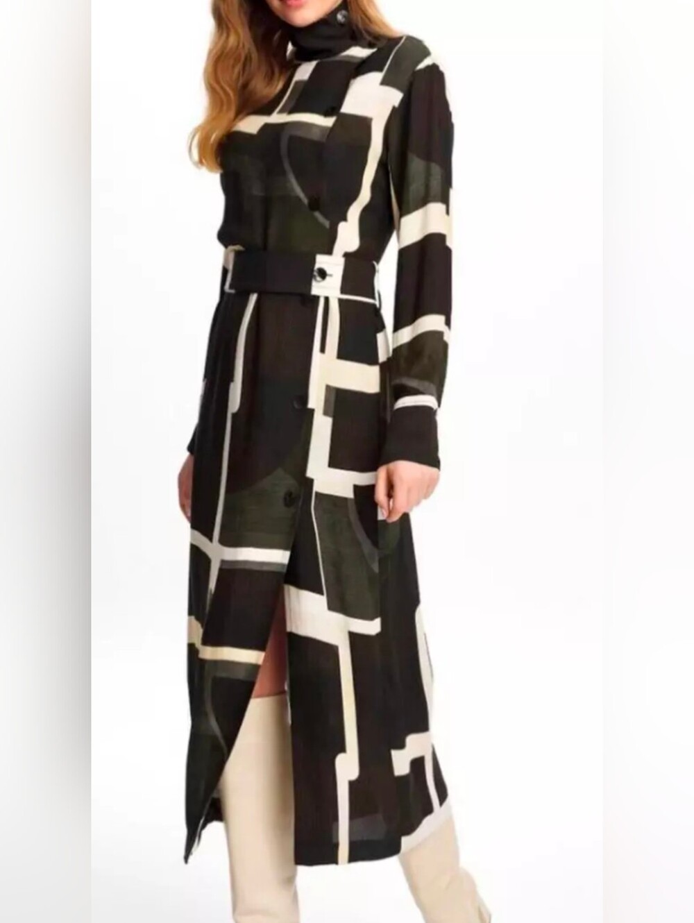 Massimo Dutti Abstract Print Midi Dress – Size US 4 / EUR 36